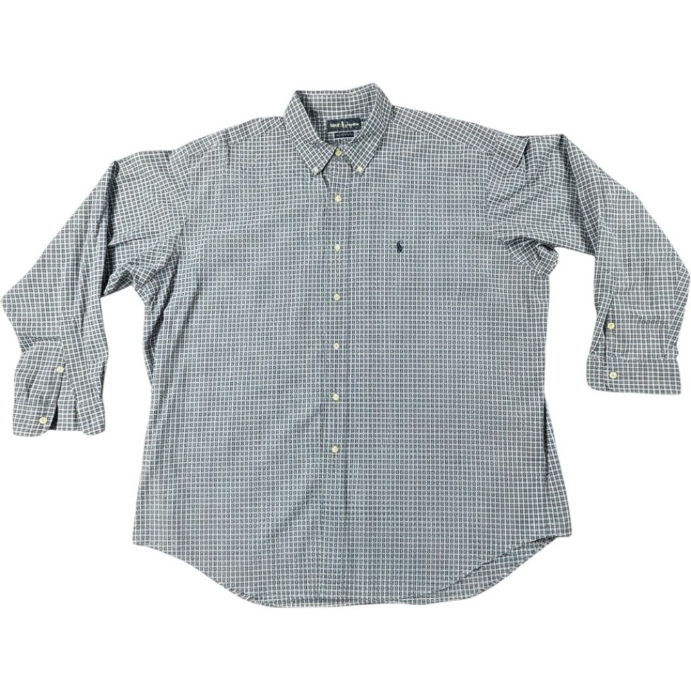 Polo Ralph Lauren Blake Shirt Mens XXL Blue White Check Long Sleeve Cotton Pony
